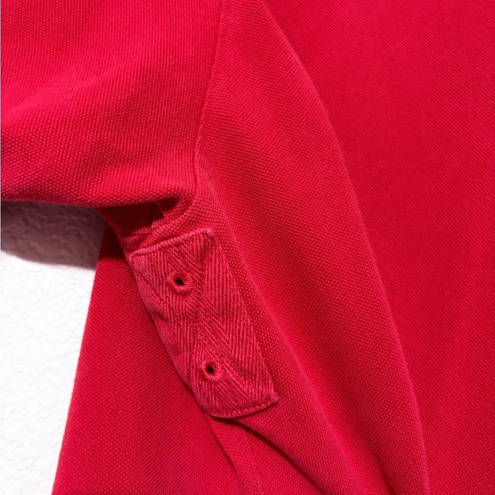 Vintage Polo Ralph Lauren Rugby Red Shirt with Navy Accents Big Pony #3 Sleeve